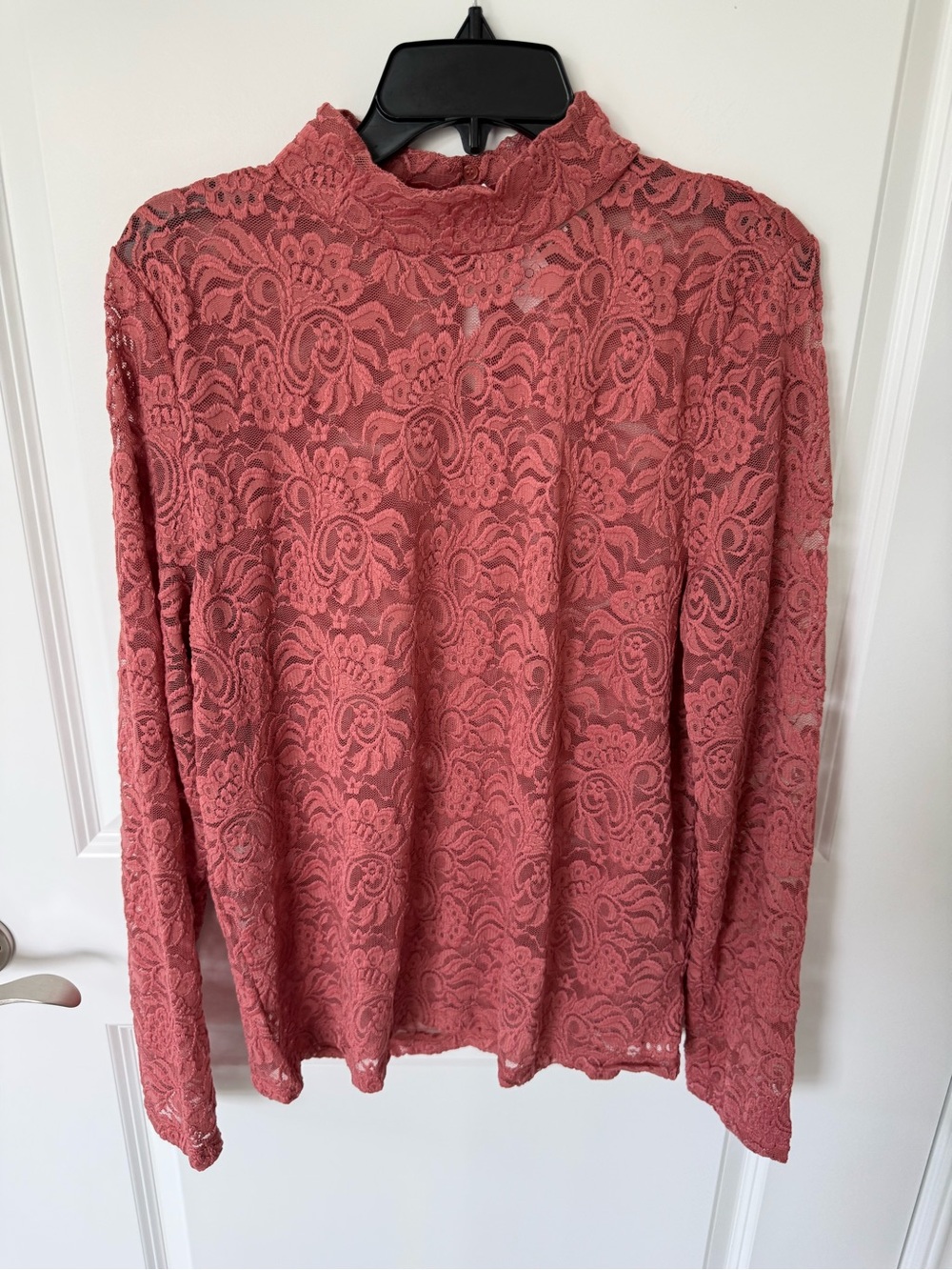 Loft Lace Long Sleeve Sheer Turtleneck Top